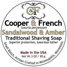 Load image into Gallery viewer, Cooper & French Sandalwood and Amber Shaving Soap