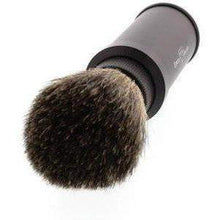 Load image into Gallery viewer, Edwin Jagger Pure Badger Travel Shaving Brush, Black Aluminum Handle