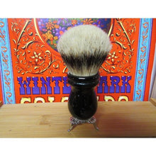 Load image into Gallery viewer, Hazelet's Apothecary Shaving Brush, Big Cypress Silvertip Badger Black Onyx, 25mm, with stand
