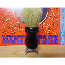 Load image into Gallery viewer, Hazelet's Apothecary Shaving Brush, White Boar Black Onyx, 25mm, Handle With Stand