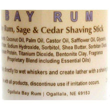 Load image into Gallery viewer, Ogallala Bay Rum, Sage & Cedar Shaving Soap Stick
