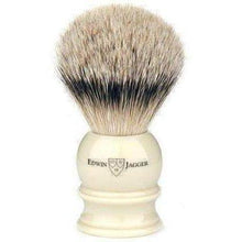 Load image into Gallery viewer, Edwin Jagger Silver Tip Badger Shaving Brush, Extra Large, Imitation Ivory
