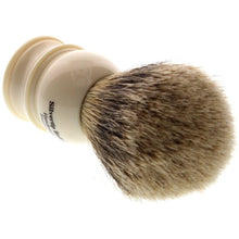 Load image into Gallery viewer, Edwin Jagger Silver Tip Badger Shaving Brush, Medium, Imitation Ivory
