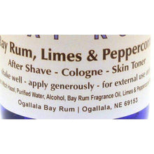 Load image into Gallery viewer, Genuine Ogallala Bay Rum, Limes &amp; Peppercorns Aftershave, 4oz
