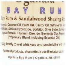 Load image into Gallery viewer, Ogallala Bay Rum &amp; Sandalwood Shaving Soap Stick
